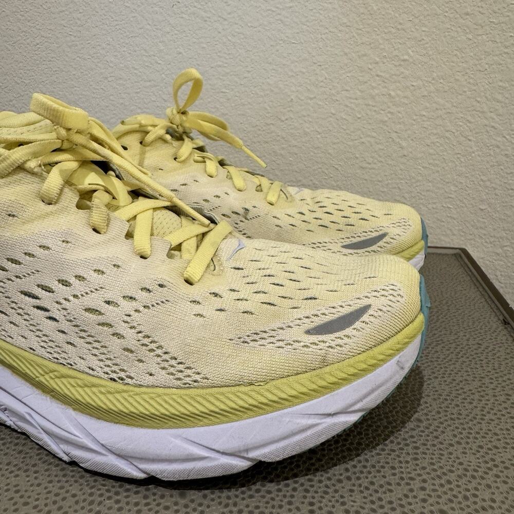 Hoka One One Clifton 8 Shoes Womens 9 B Yellow Pear Running Sneakers - Picture 4 of 16